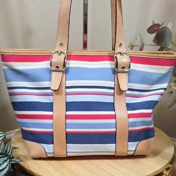 Coach RARE Vintage Striped Canvas Tote and Wristlet Set - Picture 5 of 16